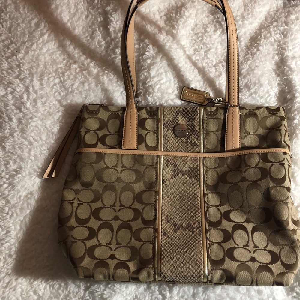 coach purse with snakeskin accents
